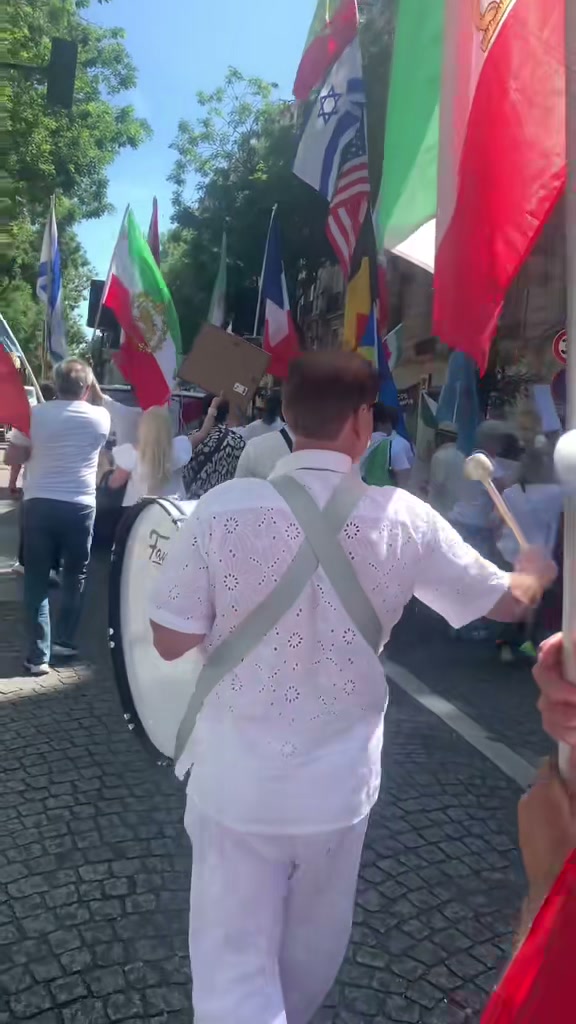 Marche du 14 juin à Paris, drapeaux Lion et Soleil