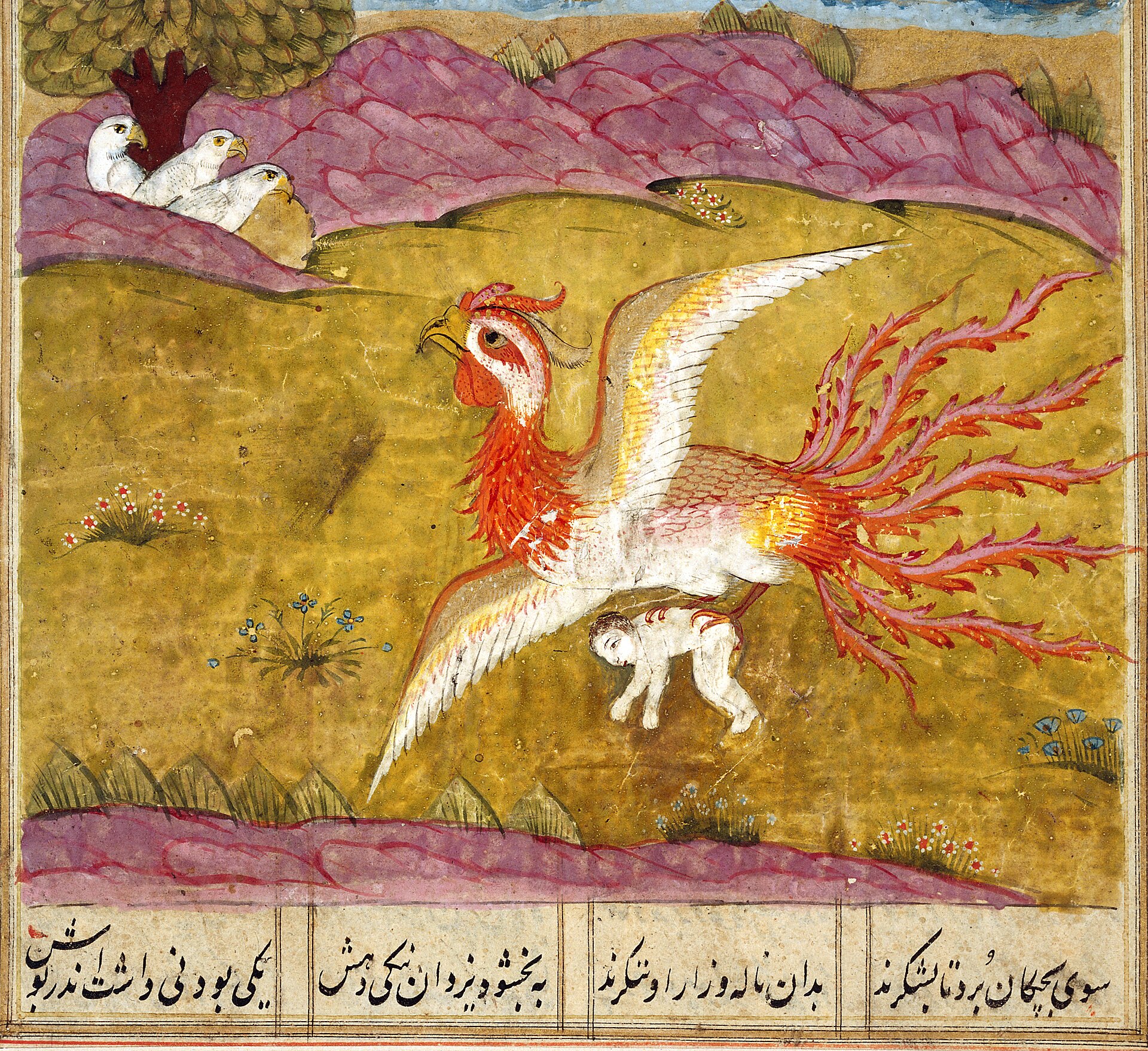Le Simorgh emporte l'enfant Zal vers son nid